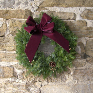 Balsam Fir Wreath (w/ Burgundy Bow)