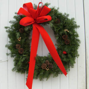 Balsam Fir Wreath (w/ Red Bow)